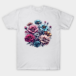 Crayon Garden: Colorful Crayon Roses T-Shirt